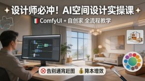设计师必冲！AI空间设计实操课，ComfyUI+自创家全教学，告别通宵赶图，降本增效-琴书聊项目