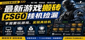 最新游戏搬砖CSGO纯挂机，真挂机月入1W+，五一小高峰上车可吃肉，手机即可操作-琴书聊项目
