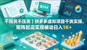 不囤货不压货｜拼多多虚拟项目干货实操，矩阵起店实现被动日入1K+【揭秘】-琴书聊项目