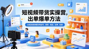 短视频带货实操营，出单爆单方法，全程实操讲解如何起号、涨粉、选品、出单、投放-琴书聊项目