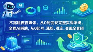 不露脸做自媒体，从0到变现完整实战系统，全程AI辅助，从0起号、涨粉、引流、变现全套闭环-琴书聊项目