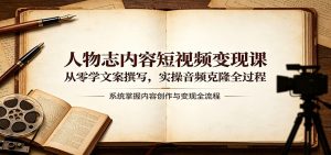 人物志内容短视频变现课：从零学文案撰写，实操音频克隆全过程-琴书聊项目