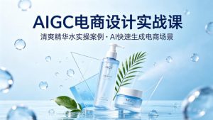 AIGC电商设计实战课，以清爽精华水为实操案例，教你用AI快速生成电商场景-琴书聊项目
