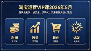 淘宝运营VIP课2026年5月：解决没利润、没流量、没转化、没爆发四大核心难题-琴书聊项目