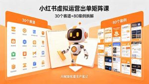 小红书虚拟运营出单矩阵课：30个赛道+80案例拆解，AI赋能批量生产笔记-琴书聊项目
