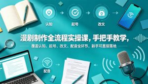 漫剧制作全流程实操课，手把手教学，覆盖认知、起号、改文、配音全环节，新手可直接落地-琴书聊项目