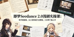 即梦Seedance 2.0漫剧实操课：有手就能做，从小说到成片全教程，小白零门槛上手-琴书聊项目