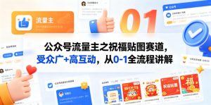 公众号流量主之祝福贴图赛道，受众广+高互动，从0-1全流程讲解-琴书聊项目