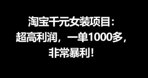 淘宝千元女装项目：超高利润，一单1000多，非常暴利-琴书聊项目