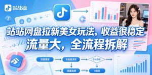 B站网盘拉新美女玩法，收益很稳定，流量大，全流程拆解-琴书聊项目