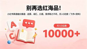 别再选红海品!小红书英语细分赛道:启蒙、词汇、口语,需求取之不尽,月入5位数(飞书+资料-琴书聊项目