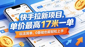 快手拉新项目，单价最高17米一单，玩法简单，0基础也能轻松上手(更新0511)-琴书聊项目