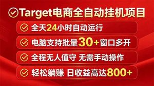 Target电商全自动挂机项目全天自动运行电脑可批量30+窗口运行日收益入800+-琴书聊项目