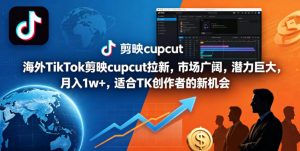 海外TikTok剪映cupcut拉新，市场广阔，潜力巨大，月入1w+，适合TK创作者的新机会-琴书聊项目
