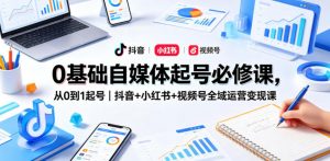 0基础自媒体起号必修课，从0到1起号｜抖音+小红书+视频号全域运营变现课-琴书聊项目