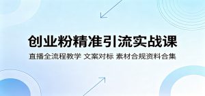 创业粉精准引流实战课：直播全流程教学，文案对标，素材合规资料合集-琴书聊项目