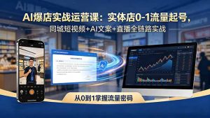 AI爆店实战运营课：实体店0-1流量起号，同城短视频+AI文案+直播全链路实战-琴书聊项目