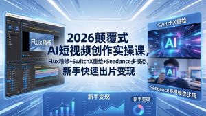 2026颠覆式 AI短视频创作课-5月更新，Flux精修+SwitchX重绘+Seedance多模态，新手快速出片变现-琴书聊项目