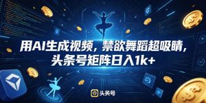 用AI生成视频，禁欲舞蹈超吸睛，头条号矩阵日入1k+-琴书聊项目