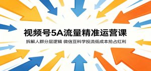 视频号5A流量精准运营课：拆解人群分层逻辑，微信豆科学投流低成本抢占红利-琴书聊项目