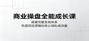 商业操盘全能成长课：搭建完整变现体系，吃透项目逻辑玩转公域私域流量-琴书聊项目