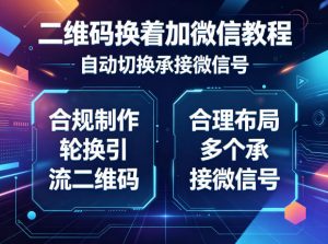 二维码换着加微信教程，自动切换承接微信号，合规制作轮换引流二维码，合理布局多个承接微信号-琴书聊项目