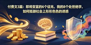 付费文3篇：即将变富的6个征兆，我的8个处世绝学，如何抵御社会上形形色色的诱惑-琴书聊项目