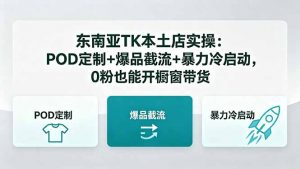 东南亚TK本土店实操-5月更新：POD定制+爆品截流+暴力冷启动，0粉也能开橱窗带货-琴书聊项目