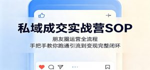 私域成交实战营SOP：朋友圈运营全流程，手把手教你跑通引流到变现完整闭环-琴书聊项目