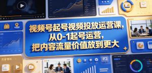 视频号起号视频投放运营课，从0-1起号运营，把内容流量价值放到更大-琴书聊项目