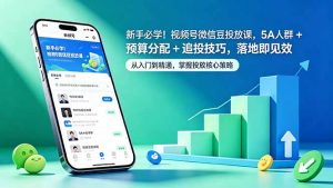 新手必学！视频号微信豆投放课，5A 人群 + 预算分配 + 追投技巧，落地即见效-琴书聊项目