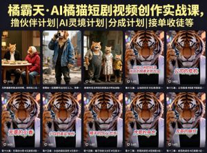 橘霸天·AI橘猫短剧视频创作实战课，撸伙伴计划|AI灵境计划|分成计划|接单收徒等-琴书聊项目