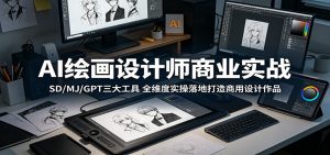 AI绘画设计师商业实战：SD/MJ/GPT三大工具，全维度实操落地打造商用设计作品-琴书聊项目