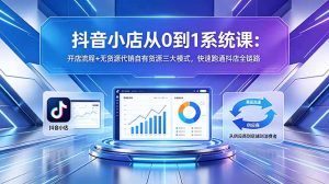 抖音小店从0到1系统课：开店流程+无货源代销自有货源三大模式，快速跑通抖店全链路-琴书聊项目