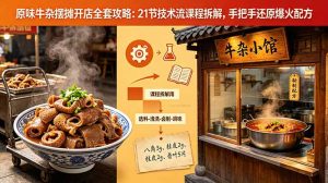原味牛杂摆摊开店全套攻略:21节技术流课程拆解,手把手还原爆火配方-琴书聊项目
