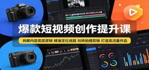 爆款短视频创作提升课:拆解内容底层逻辑,精准定位选题玩转拍摄剪辑打造高流量作品-琴书聊项目