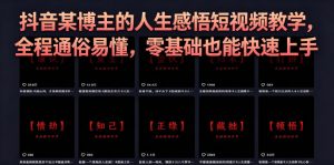 抖音某博主的灰太狼人生感悟短视频教学，全程通俗易懂，零基础也能快速上手-琴书聊项目