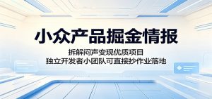 小众产品掘金情报：拆解闷声变现优质项目，独立开发者小团队可直接抄作业落地-琴书聊项目
