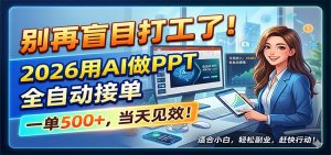 别再盲目打工了！2026用AI做PPT全自动接单，一单5张+，当天见效！-琴书聊项目