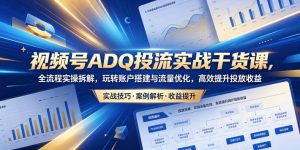 视频号ADQ投流实战干货课，全流程实操拆解，玩转账户搭建与流量优化，高效提升投放收益-琴书聊项目