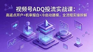 视频号ADQ投流实战课：高返点开户+机审报白+冷启动建模，全流程实操拆解-琴书聊项目