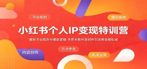 小红书个人IP变现特训营:解析平台规则与爆款逻辑,手把手教内容创作引流带货做私域-琴书聊项目