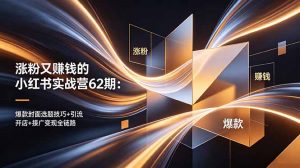 涨粉又赚钱的小红书实战营62期：爆款封面选题技巧+引流开店+接广变现全链路-琴书聊项目