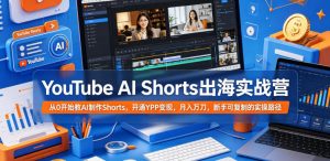 YouTube AI Shorts出海实战营，从0开始教AI制作Shorts，开通YPP变现，月入万刀，新手可复制的实操路径-琴书聊项目