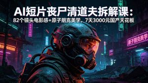 AI短片《丧尸清道夫》拆解课：82个镜头电影感+原子朋克美学，7天3000元国产天花板-琴书聊项目