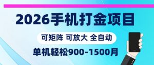 2026手机打金项目，小白轻松上手，单机900-1500月，可矩阵可放大【揭秘】-琴书聊项目