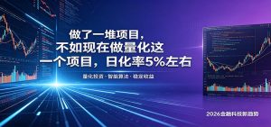 做了一堆项目，不如现在做量化这一个项目，模式简单，收益可控-琴书聊项目