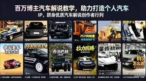 百万博主汽车解说教学，助力打造个人汽车 IP，跻身优质汽车解说创作者行列-琴书聊项目
