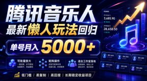 2026腾讯音乐人懒人项目，全自动无脑挂G，单号月入5000+，可批量放大矩阵，适合工作室落地【揭秘】-琴书聊项目