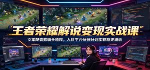 王者荣耀解说变现实战课:文案配音剪辑全流程,入驻平台伙伴计划实现稳定增收-琴书聊项目